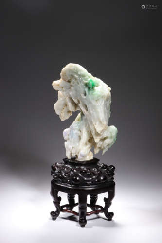 A Mottled Jadeite Decoration Boulder