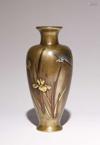 A JAPANESE MIXED METAL VASE MEIJI PERIOD, 19TH CENTURY The b...