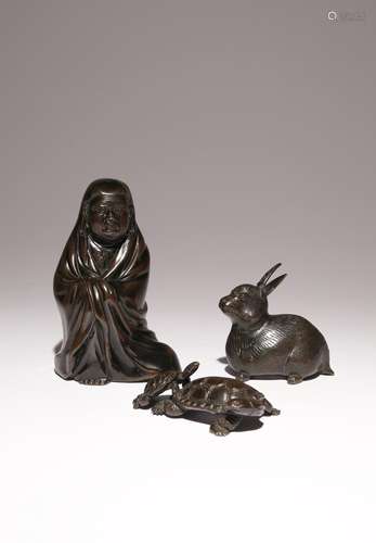 THREE JAPANESE BRONZE OKIMONO MEIJI OR LATER, 19TH OR 20TH C...