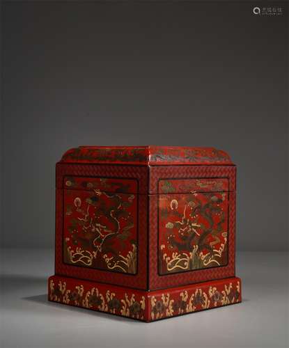 A Carved Lacquerware Dragon Seal Box and Cover