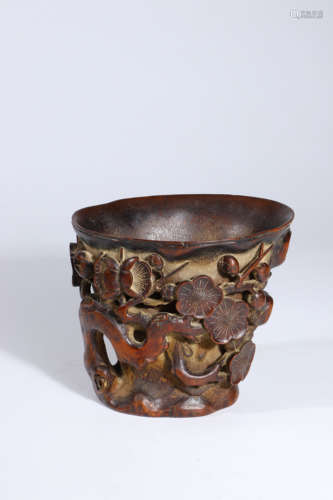 A Carved Bamboo Plum Blossom Cup