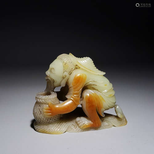 A Hetian Jade Carving of Fisherman