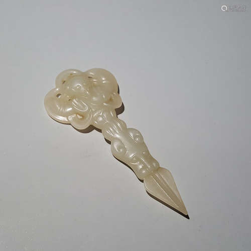 A Carved Hetian Jade Buddhist Implement