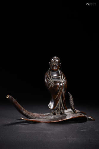 A Bronze Dharma Crossing River Ornament