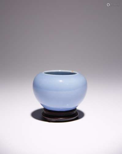 A CHINESE LAVENDER-BLUE GLAZED WATERPOT 18TH CENTURY The sli...