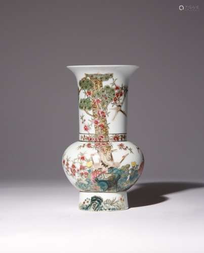 AN UNUSUAL CHINESE FAMILLE ROSE FOUR SECTION VASE REPUBLIC P...