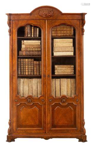 Late Romantic library cabinet with flower basket carving