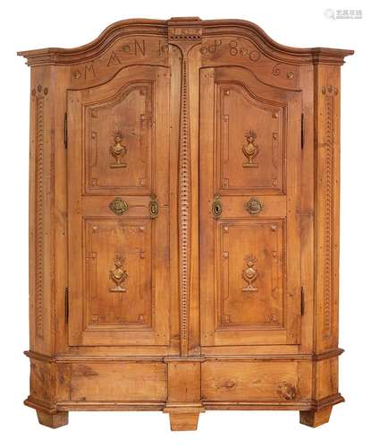 Early Classicism Lake Constance cupboard with carved decorat...