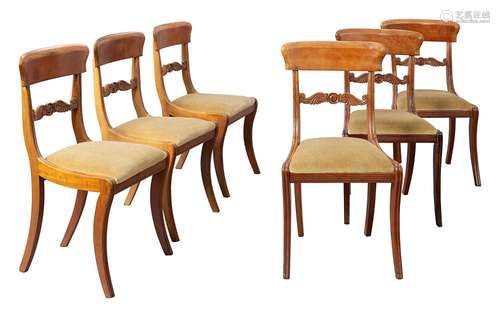 Set of six late Biedermeier chairs