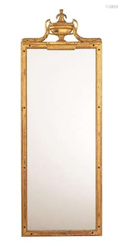 Louis XVI courtly wall mirror with vase motif