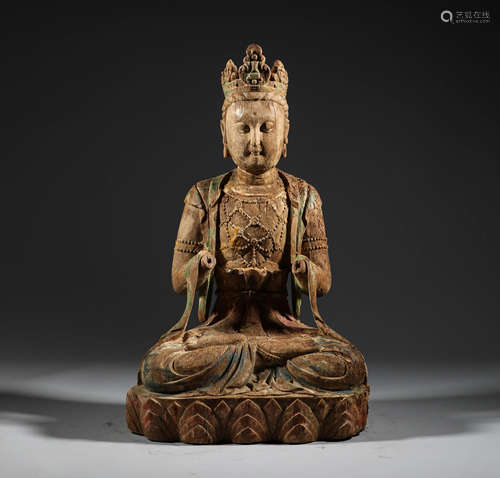 Ming Dynasty, wooden painted Guanyin statue