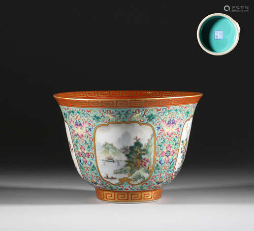 Qing Dynasty, pink flower pattern Narcissus Basin