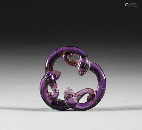 Warring States period, Amethyst oyster Dragon Pendant