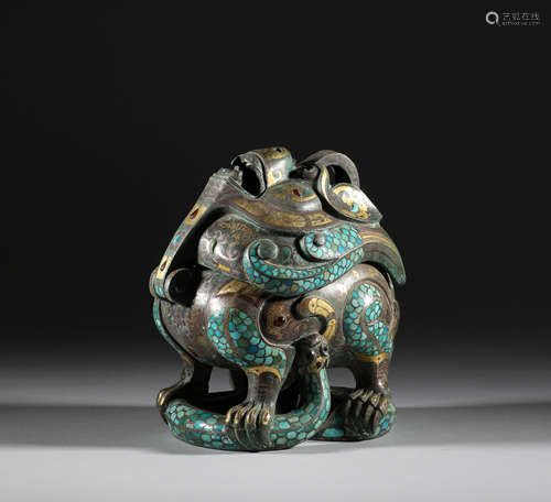 Han Dynasty, bronze gilding with pine stone fumigation furna...