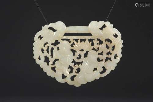 A Hetian White Jade Carved Children Pendant