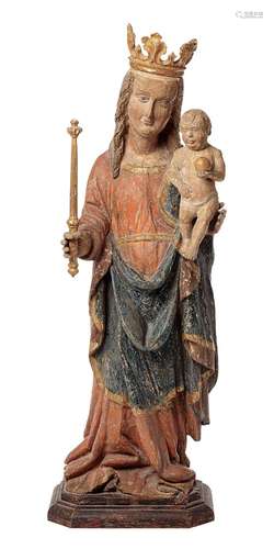 Late Gothic Madonna in the «Soft Style» with infant Jesus an...