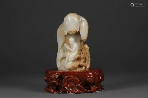A 20th Century Hetian White jade Landscape and Luohan