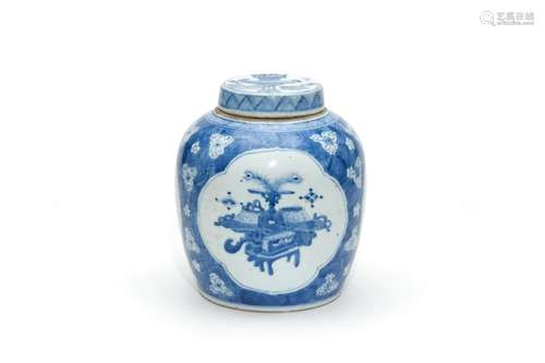 A Blue and White Jar with Lid