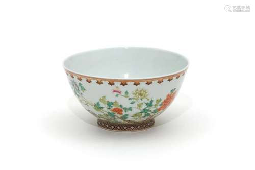 A Famille Rose Flower and Bird Bowl