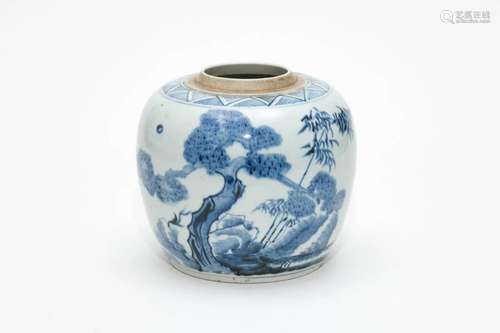 A Blue and White Bamboo Jar