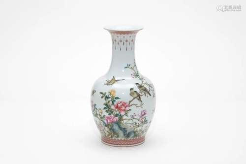 A 20th Century Famille Rose Flower and Bird vase