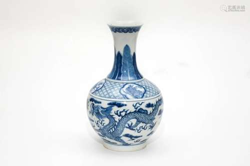 A Blue and White Dragon Patterned Vase