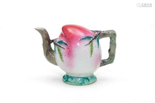 A Famille Rose Peach Shaped Reverse Teapot