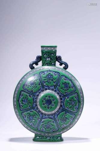 Blue-and-white Moon Flask with Chinese Auspicious