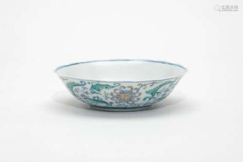 A Lobed Doucai Floral Bowl with Xianfeng Mark