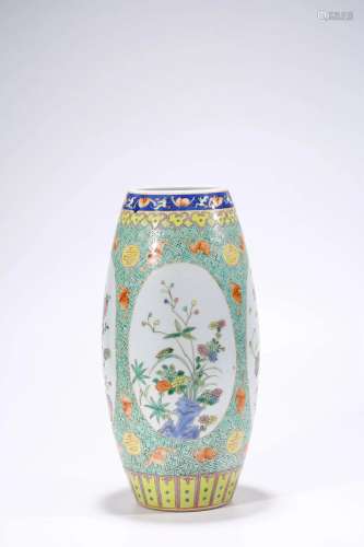 Famille Rose Creel-shaped ZUN (Vessel) with Blossoming