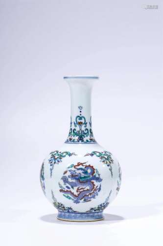 Contrasting Colored Vase with Dragon Pattern and