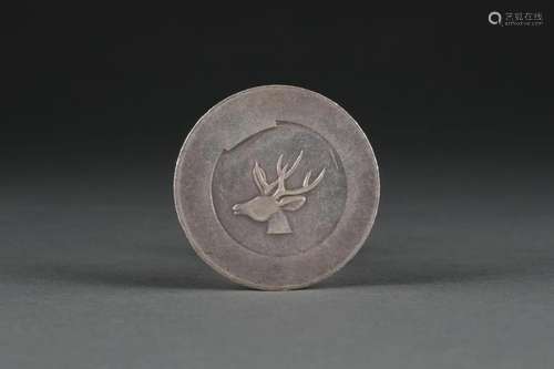 A Qing Dynasty Deer Antlers Silver Coin