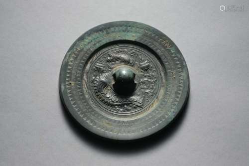 A Dragon Bronze Mirror Han Dynasty