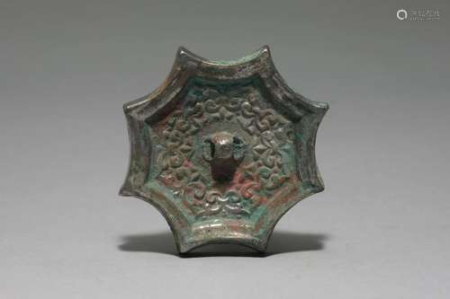 An Octagonal Floral Bronze Mirror Tang Dynasty