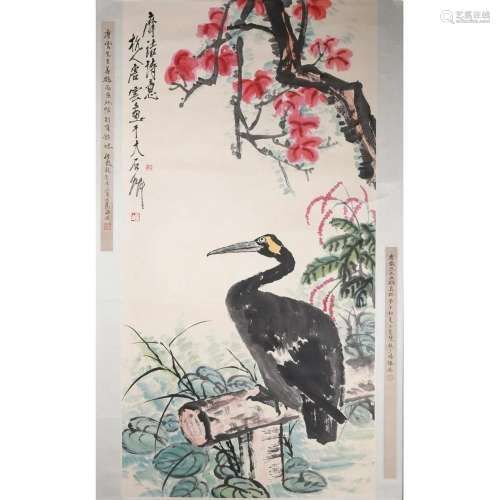 Flower and Bird, Paper Painting, Scroll, Tang Yun