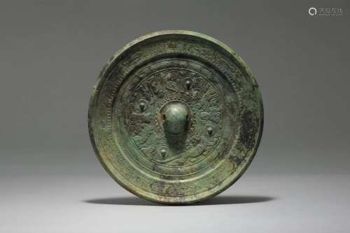 A Figural Storied Bronze Mirror Han Dynasty
