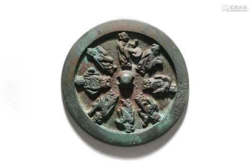 A Figural Storied Bronze Mirror Liao Jin Dynasty
