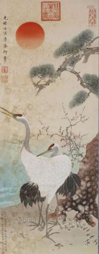 Crane, Silk Hanging Scroll, Ci Xi