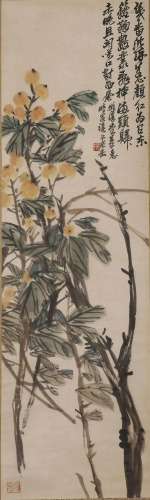 Flowers, Paper Hanging Scroll, Wu Changshuo