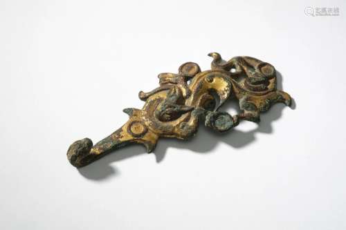 A Gild Bronze Dragon Belt Buckle Han Dynasty
