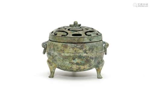 A Bronze Hollowed Tripod Censer