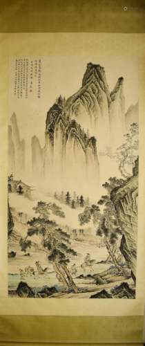 Pine and Spring Water, Paper Hanging Scroll, Chen