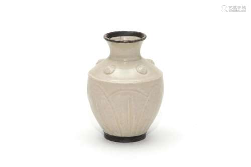 A Silver Lined Ding Ware White Glazed Vase