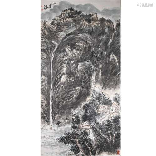 Landscape, Paper Hanging Scroll, Cui Zhenkuan