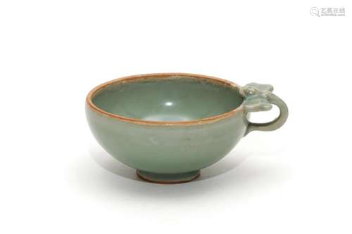 A Longquan Celadon Cup with Butterfly-Formed Handle