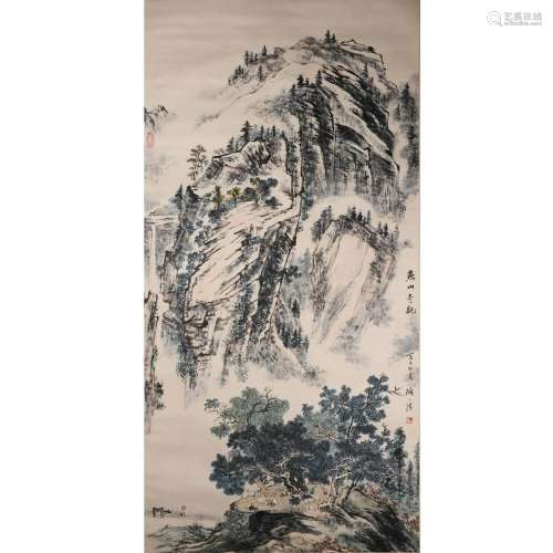 Landscape, Paper Hanging Scroll, Tao Yiqing