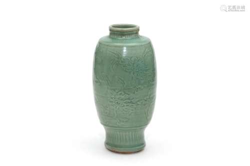 A Longquan Celadon Glazed Floral Vase