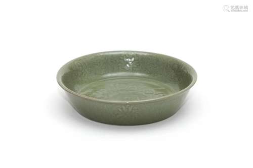 A Longquan Celadon Floral Brush Washer