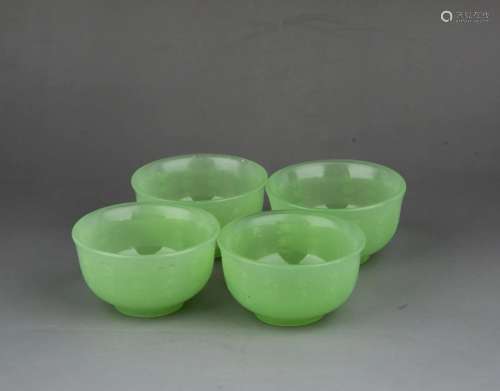 Chinese Glassware, Poem Cups ( Four Pieces)