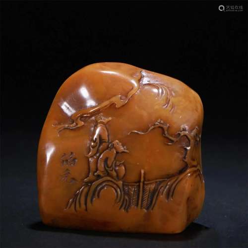 Chinese Tianhuang Stone Seal with Figure Pattern